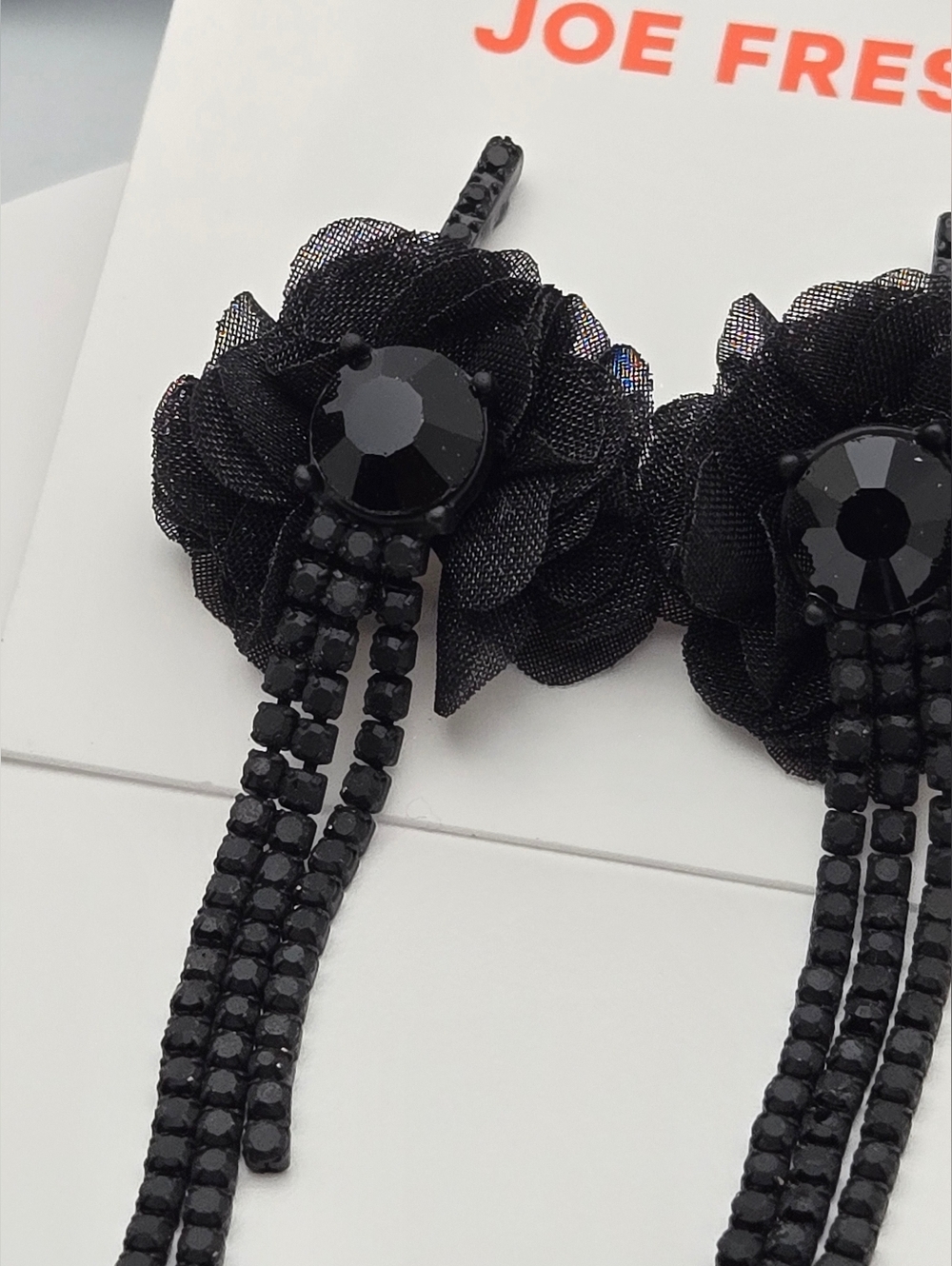 ✨2/$10✨ Floral Dangle Earrings + Sparkly Bar Studs Bundle Crystal Tassel 3" - Picture 12 of 12